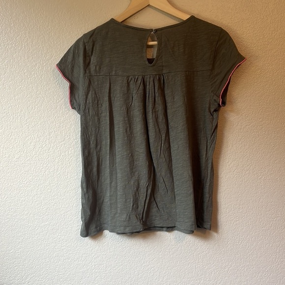 Cupio Embroidered Floral Olive & Pink Blouse sz medium - Picture 7 of 8